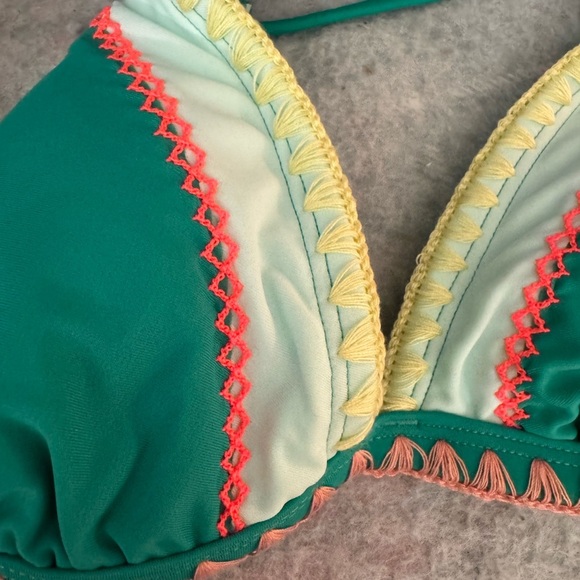 Hobie Bikini Top Green With Colorful Trim - Picture 4 of 7